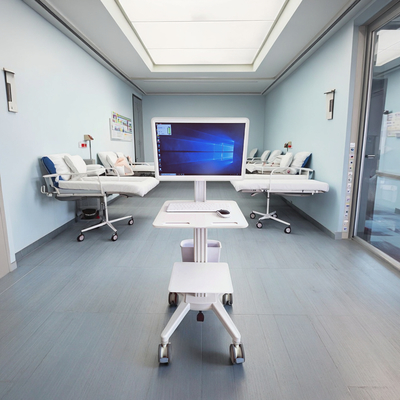 Mobile All in One PC Trolley Adjustable Height Rolling Cart for Hospital Ward Information Management