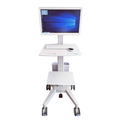 Mobile Medical Workstation Adjustable Height Rolling Cart with Computer Trolley for Hospital Use